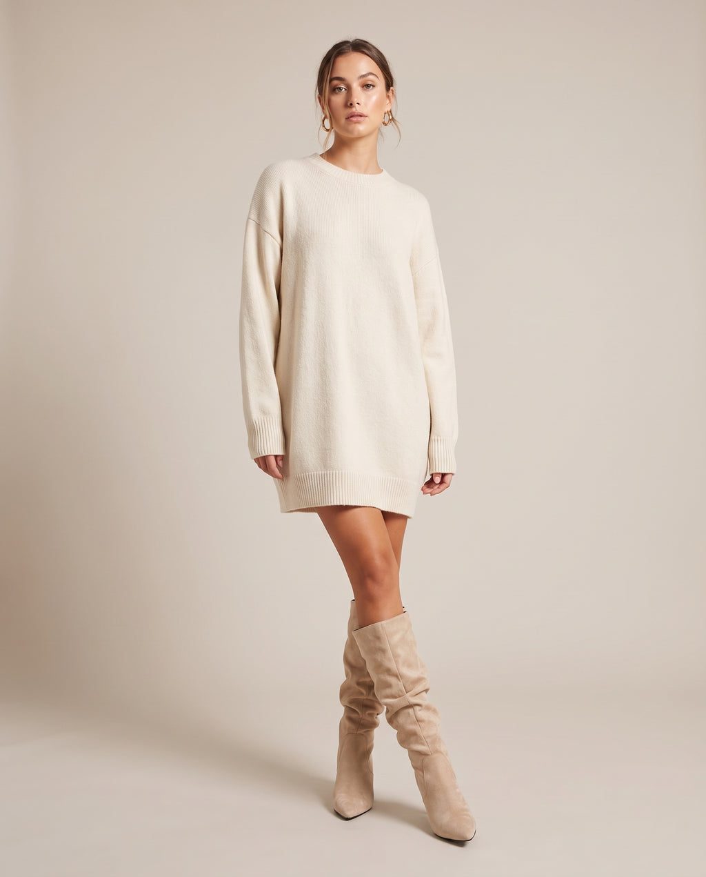 Ondine | Women's Suede Knee-High Boots Stiletto Heel Pointed-Toe Boots