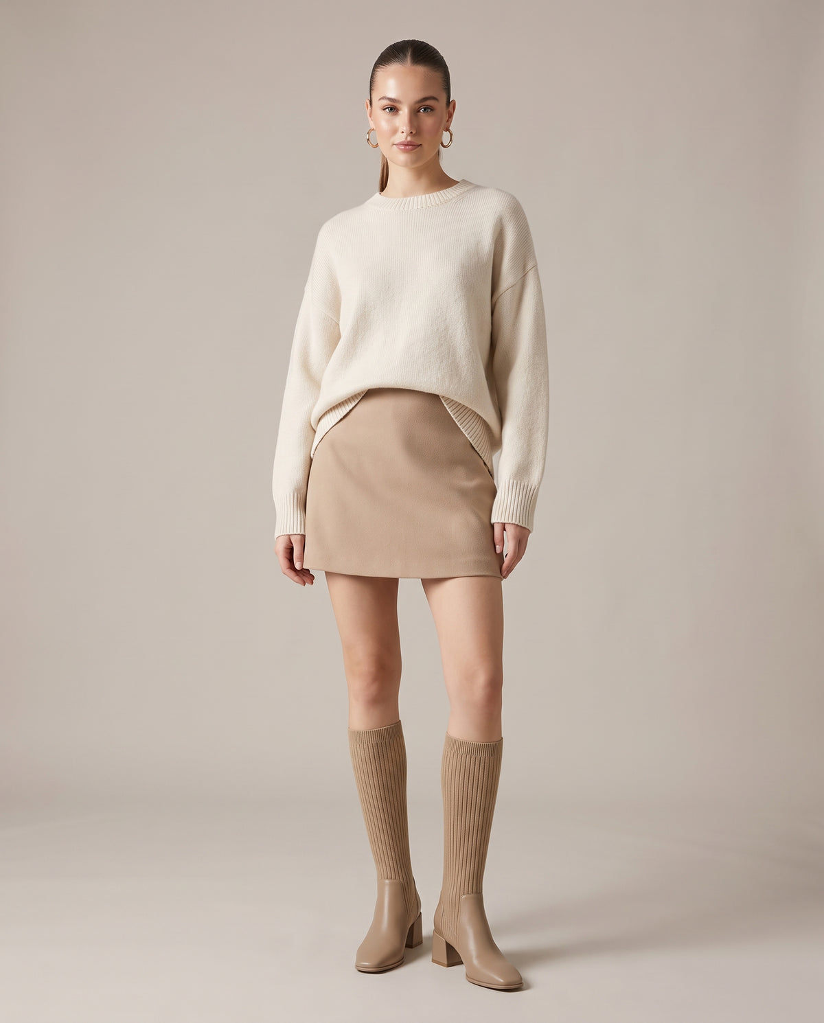 Séraphine | Women's Stretch Knit Sock Boots Chunky Mid-Heel Boots