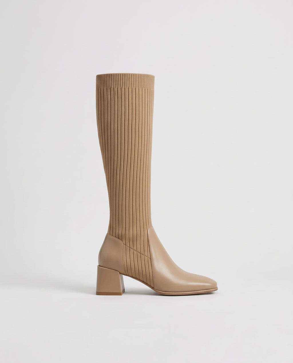 Séraphine | Women's Stretch Knit Sock Boots Chunky Mid-Heel Boots