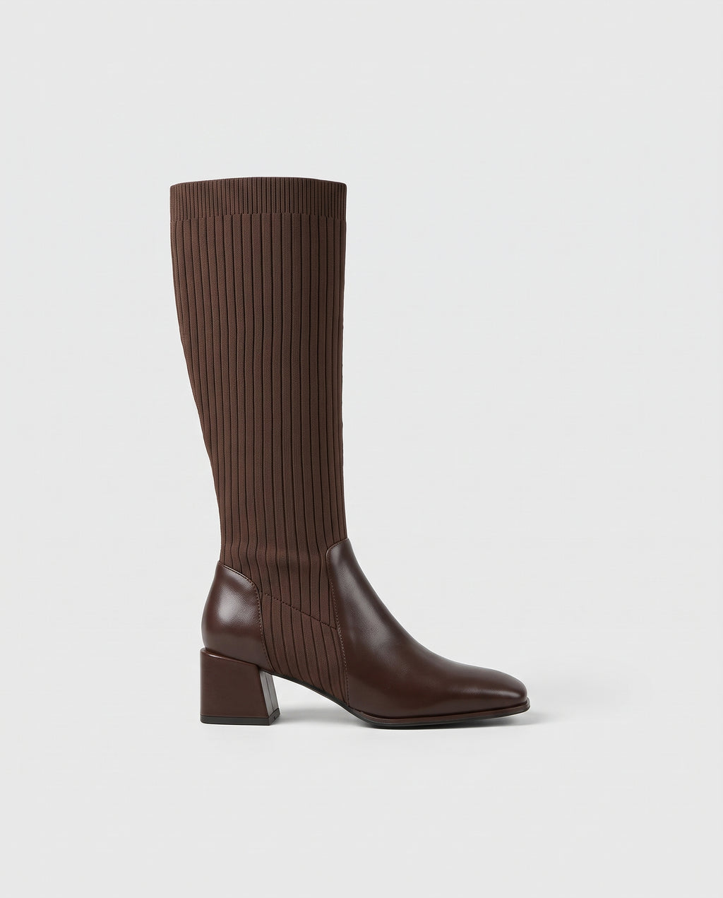 Séraphine | Women's Stretch Knit Sock Boots Chunky Mid-Heel Boots
