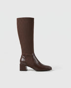 Séraphine | Women's Stretch Knit Sock Boots Chunky Mid-Heel Boots