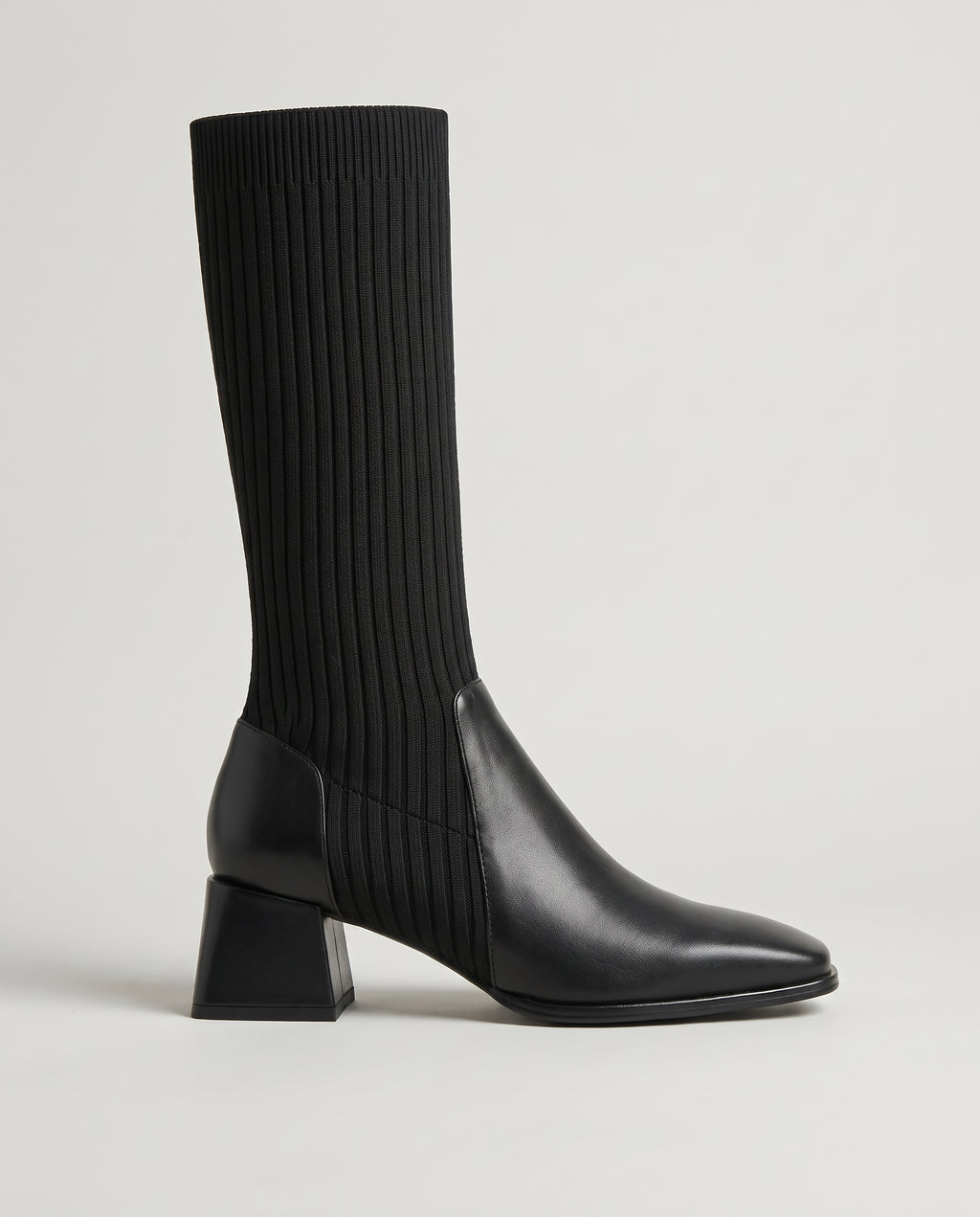 Séraphine | Women's Stretch Knit Sock Boots Chunky Mid-Heel Boots