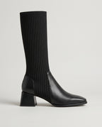Séraphine | Women's Stretch Knit Sock Boots Chunky Mid-Heel Boots