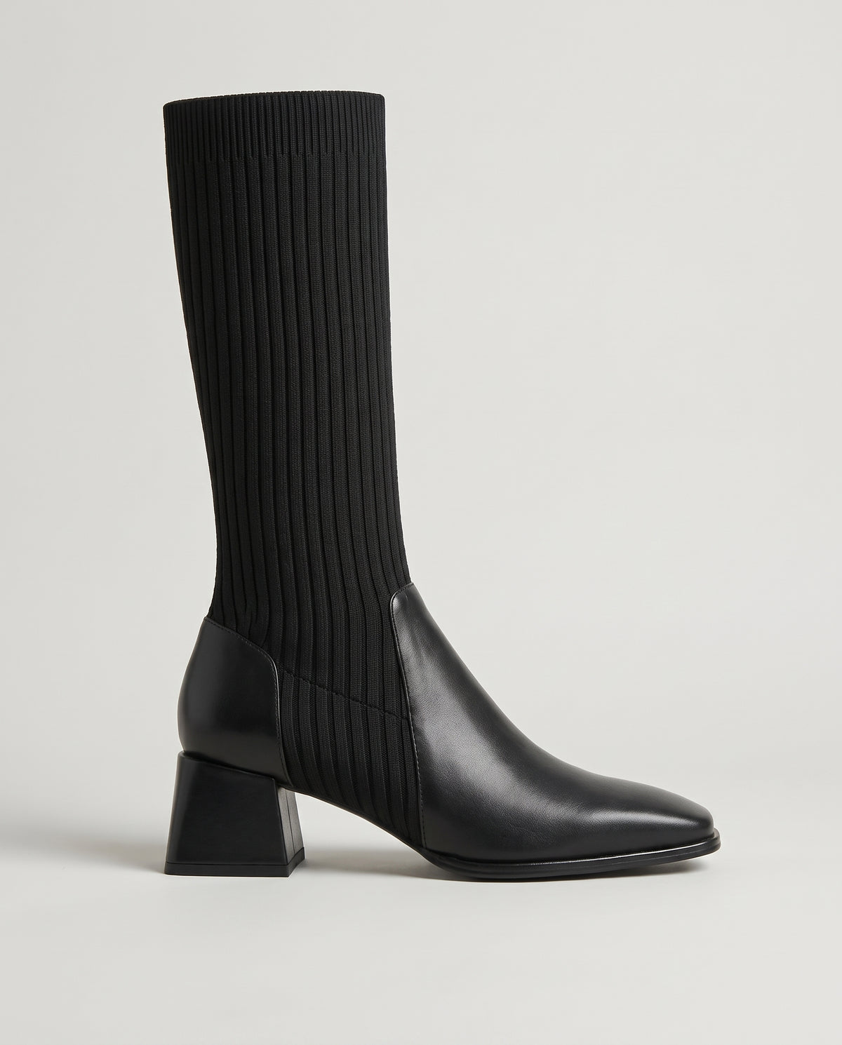Séraphine | Women's Stretch Knit Sock Boots Chunky Mid-Heel Boots