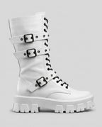 Constance | Women's Faux Leather Combat Boots Lace-Up Buckle Boots