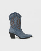 Margaux | Women's Denim Western Boots Block-Heel Mid-Calf Cowboy Boots