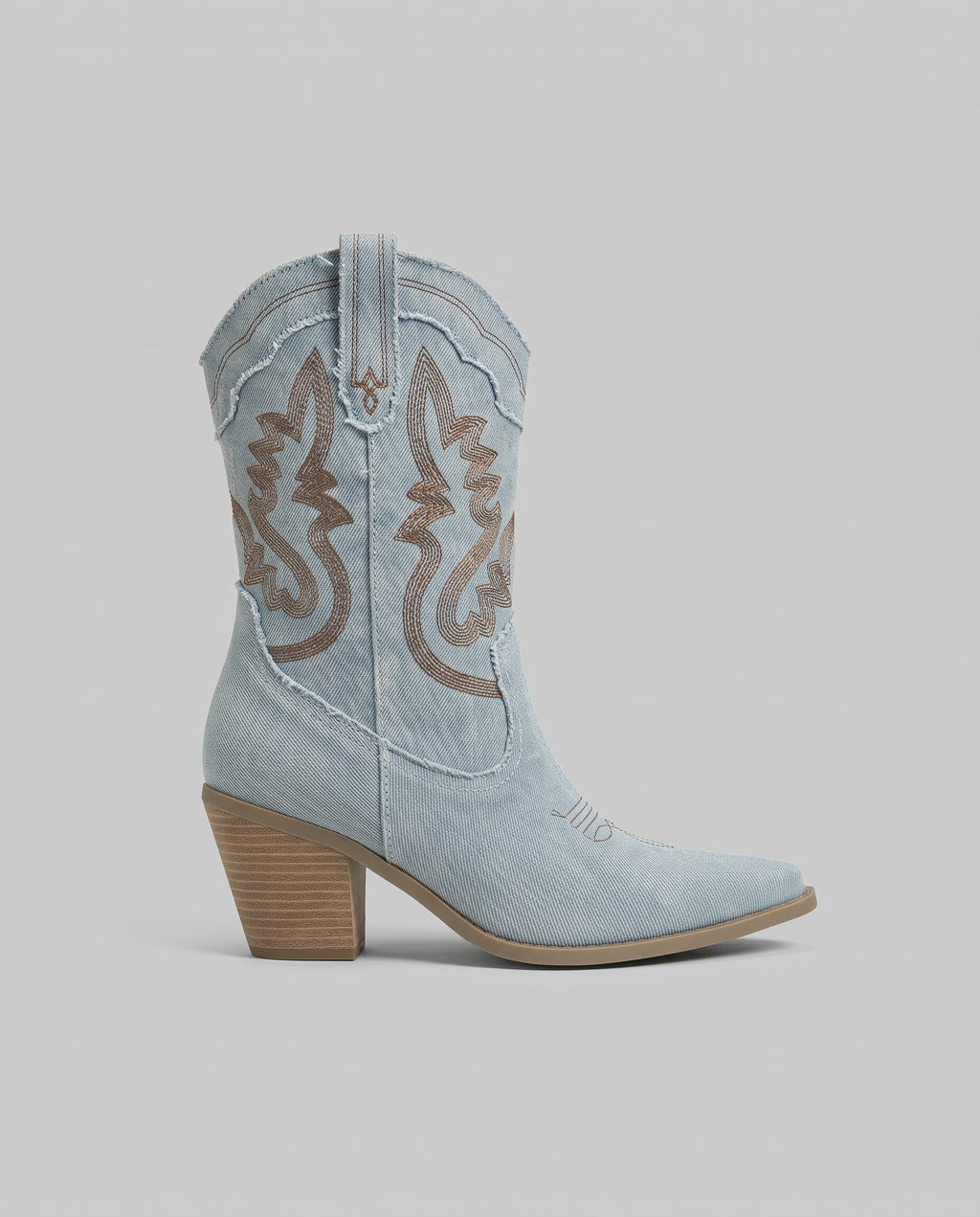 Margaux | Women's Denim Western Boots Block-Heel Mid-Calf Cowboy Boots