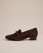 Margaux | Women's Leather Camellia Loafers Low-Heel Ankle-Strap Shoes