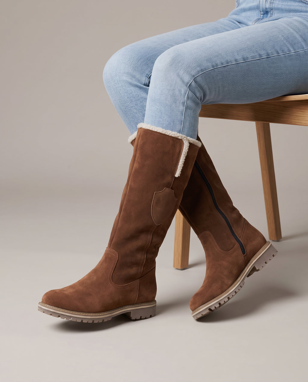 Constance | Women's Suede Fold-Over Snow Boots Side-Zip Winter Boots