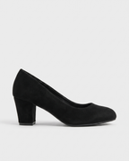 Aveline | Women's Suede Block Heel Pumps Round-Toe Slip-On Dress Shoes