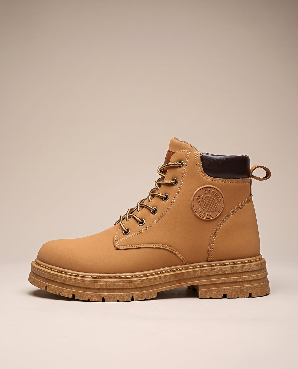 Bastion | Men's Faux Leather Lace-Up Combat Boots Chunky Ankle Boots