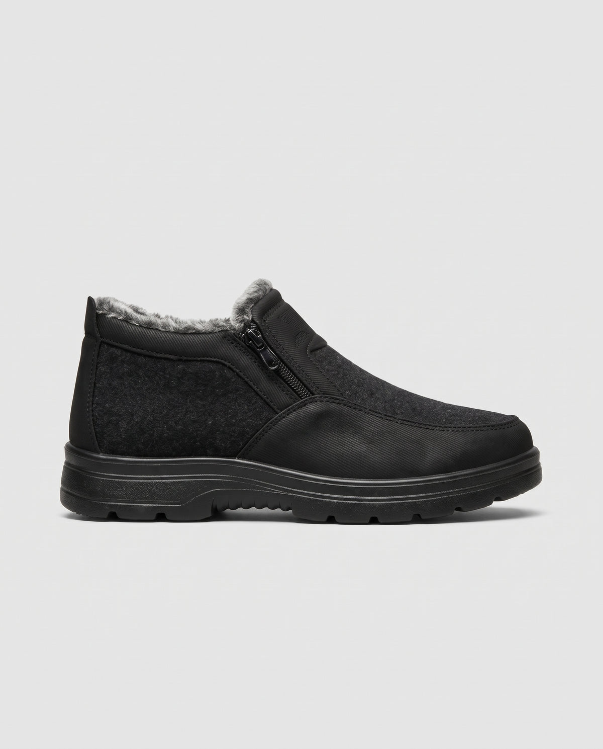 Repère | Men's Faux Fur Lined Ankle Boots Side-Zip Lug-Sole Boots