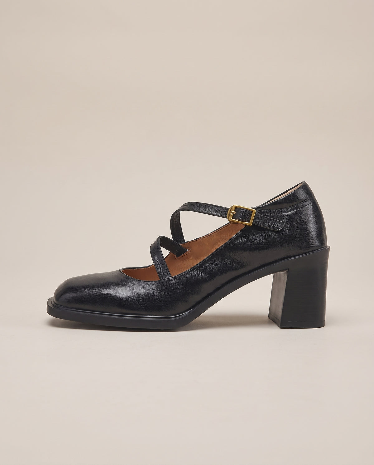 Céleste | Women's Leather Mary Jane Shoes Block-Heel Square-Toe Shoes