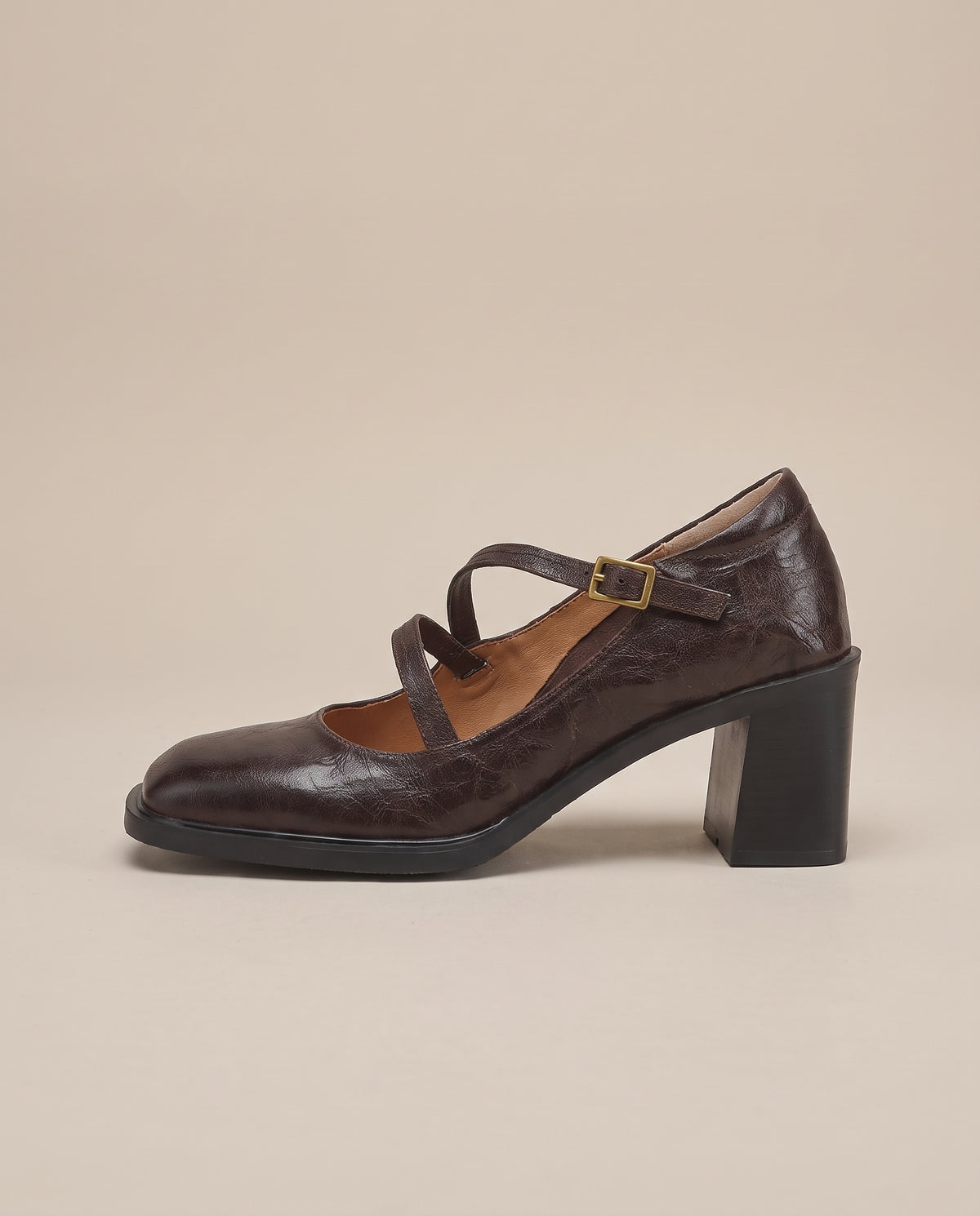 Céleste | Women's Leather Mary Jane Shoes Block-Heel Square-Toe Shoes