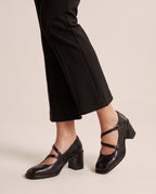 Céleste | Women's Leather Mary Jane Shoes Block-Heel Square-Toe Shoes