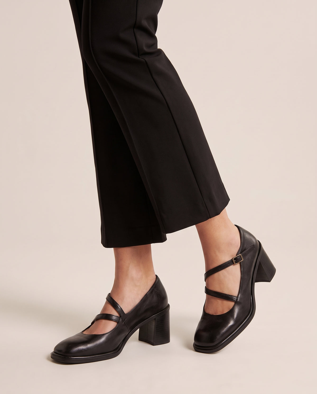 Céleste | Women's Leather Mary Jane Shoes Block-Heel Square-Toe Shoes