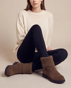 Nacre | Women's Faux Suede Ankle Boots Fur-Lined Winter Boots