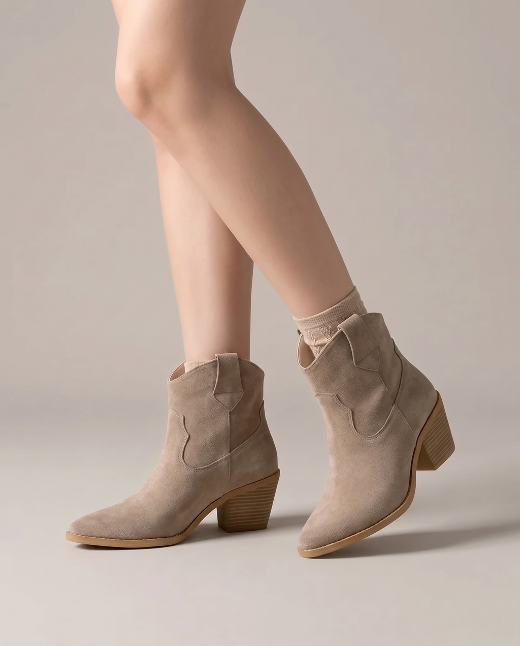Ondine | Women's Faux Leather Sock Boots Pointed-Toe Mid Heel Boots