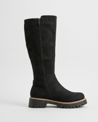 Constance | Women's Suede Knee High Boots Chunky Heel Side-Zip Boots