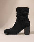 Constance | Women's Suede Patchwork Boots 8cm Chunky Heel Round-Toe