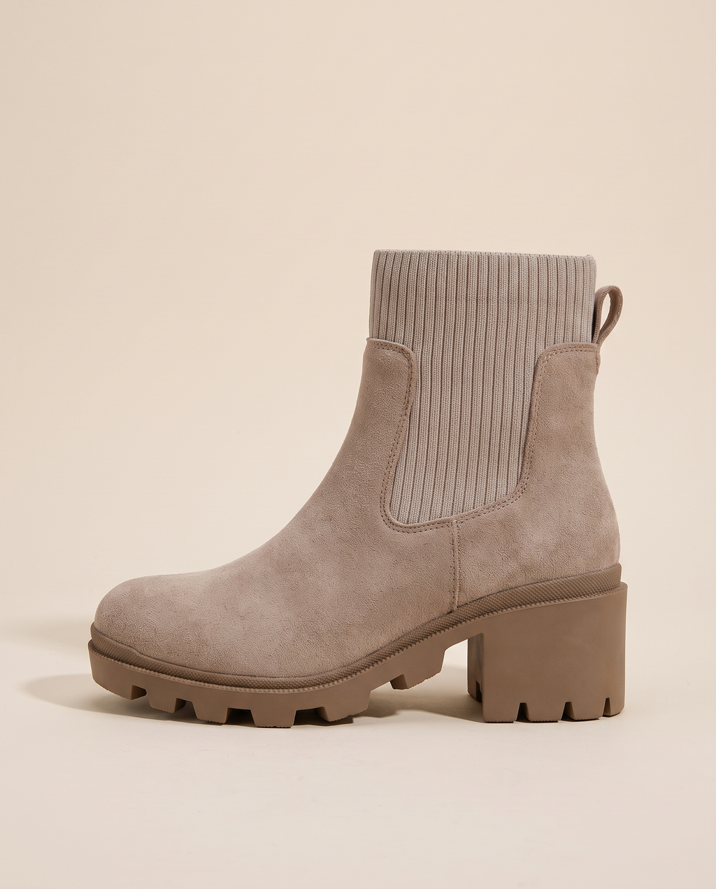 Céleste | Women's Suede Knit Combat Boots Mid Calf Chunky Platform