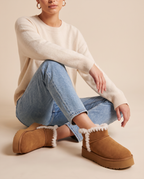 Séraphine | Women's Cowhide Suede Snow Boots Fleece-Lined Round-Toe