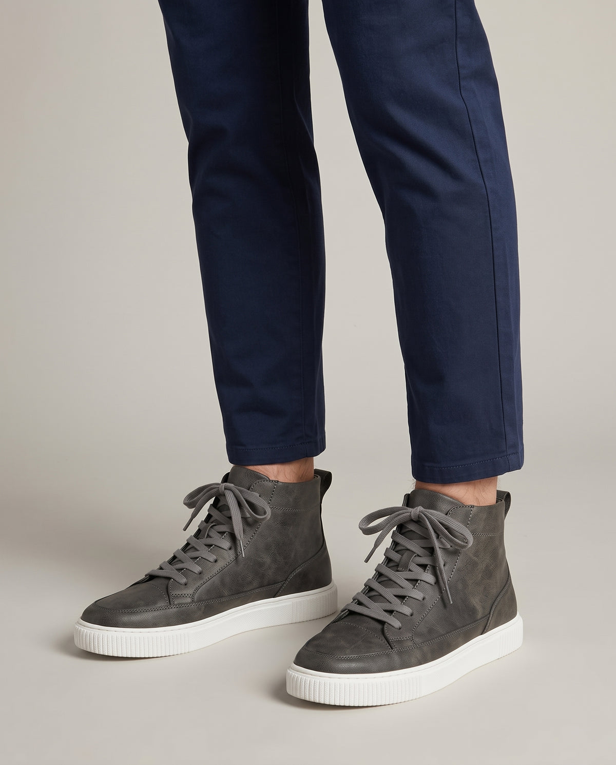Repère | Men's Leather High Top Trainers Lace-Up Chunky Platform Sole