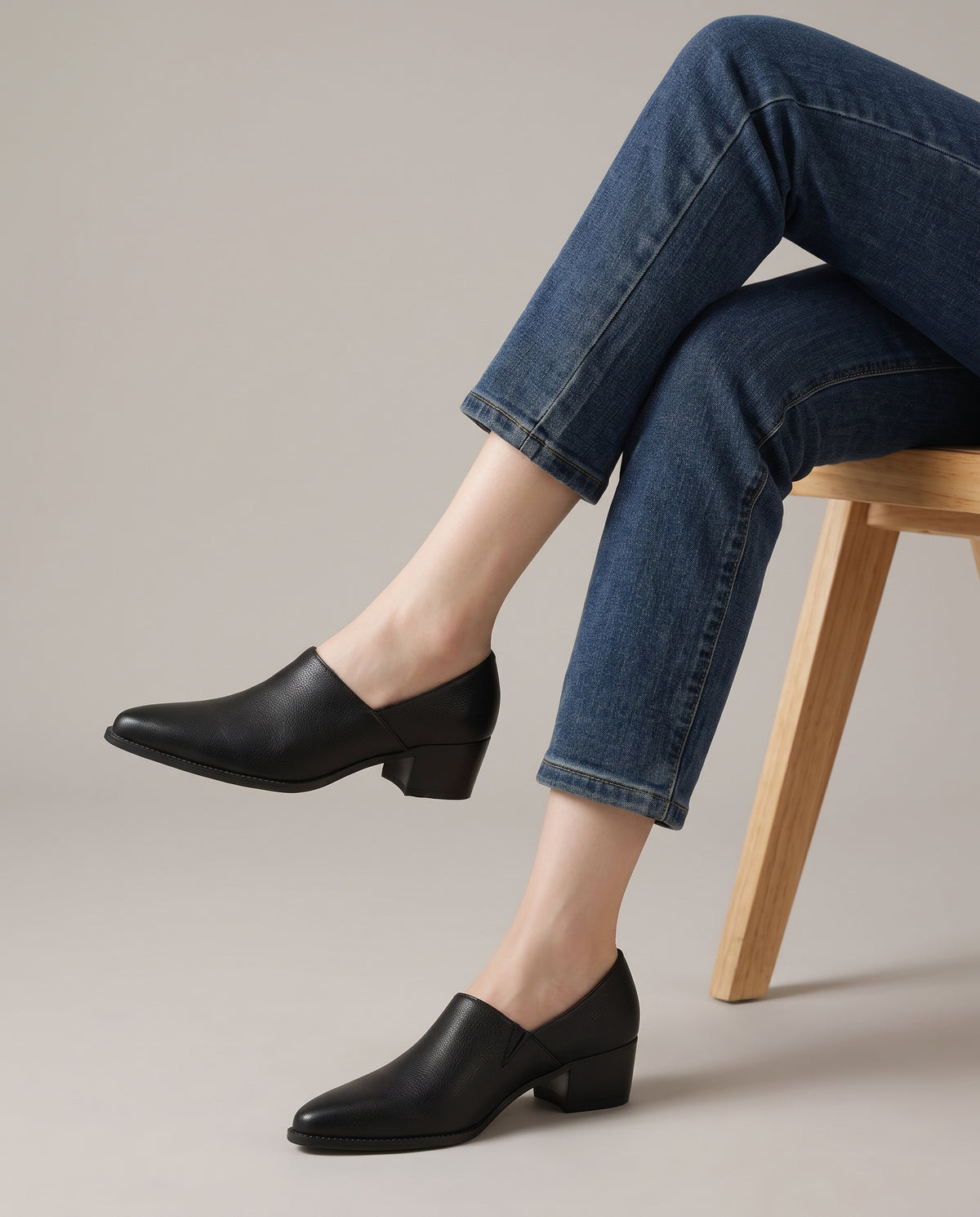 Margaux | Women's Patent Slip-On Block-Heel Loafers Pointed-Toe Shoes