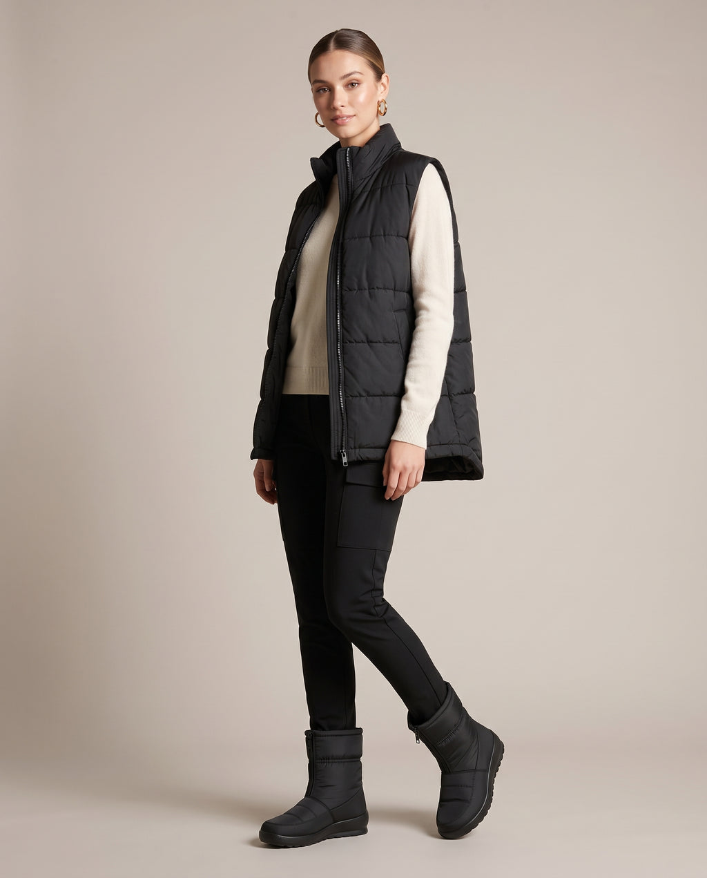 Constance | Women's Quilted Snow Boots Zip-Up Flat Winter Ankle Boots