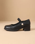 Nacre | Women's Pearl Mary Jane Shoes Low Block-Heel Round-Toe Shoes