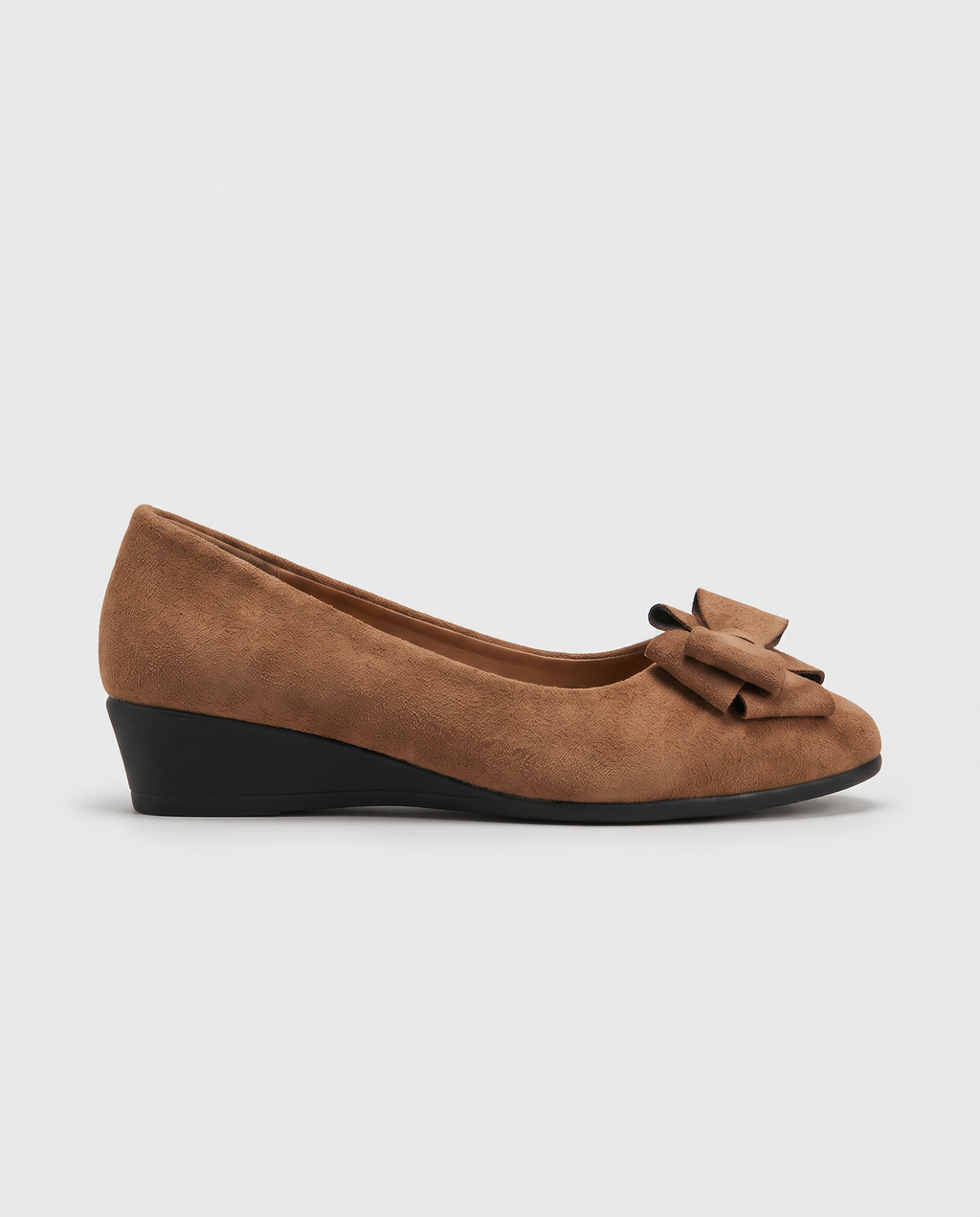 Mirabelle | Women's Faux Suede Bow Flats Low Wedge Slip-On Shoes