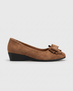 Mirabelle | Women's Faux Suede Bow Flats Low Wedge Slip-On Shoes