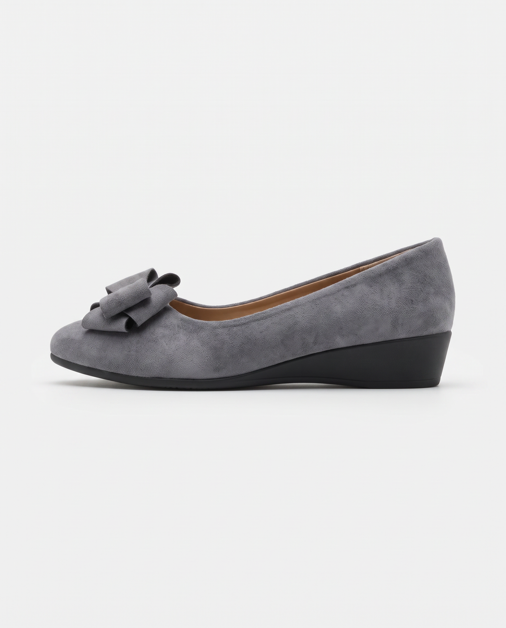 Mirabelle | Women's Faux Suede Bow Flats Low Wedge Slip-On Shoes