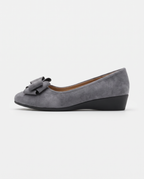 Mirabelle | Women's Faux Suede Bow Flats Low Wedge Slip-On Shoes