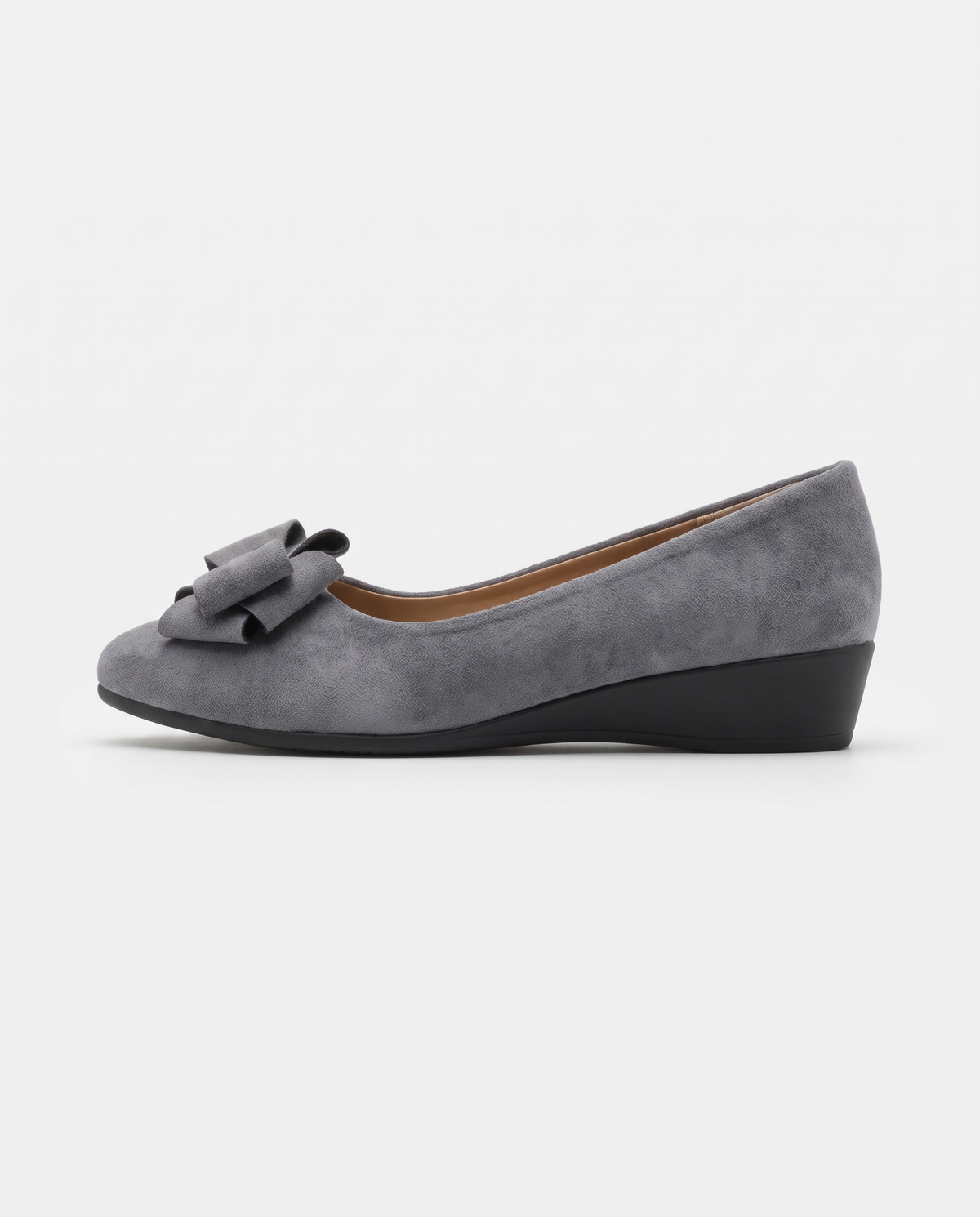 Mirabelle | Women's Faux Suede Bow Flats Low Wedge Slip-On Shoes