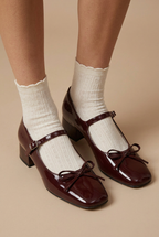 Ondine | Women's Classic Mary Jane Block Heel Pumps – Square Toe, Slip-On, Vegan Leather