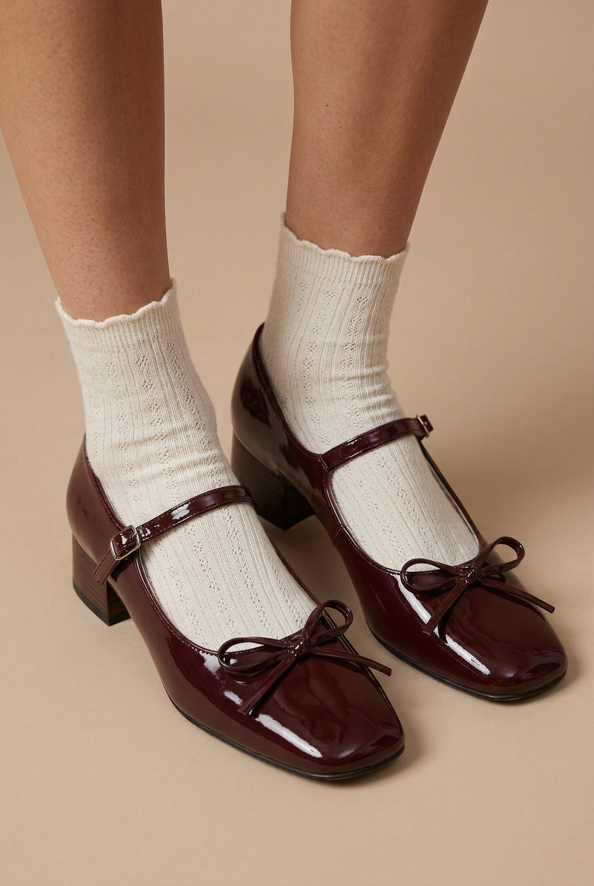 Ondine | Women's Classic Mary Jane Block Heel Pumps – Square Toe, Slip-On, Vegan Leather