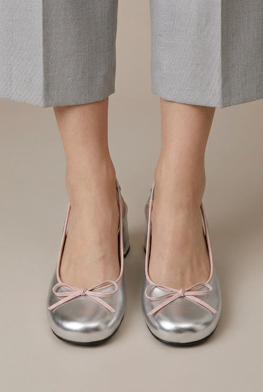 Ondine | Women's Bow-Detail Mary Jane Shoes – Round Toe, Block Heel, Elastic Slip-On Pumps