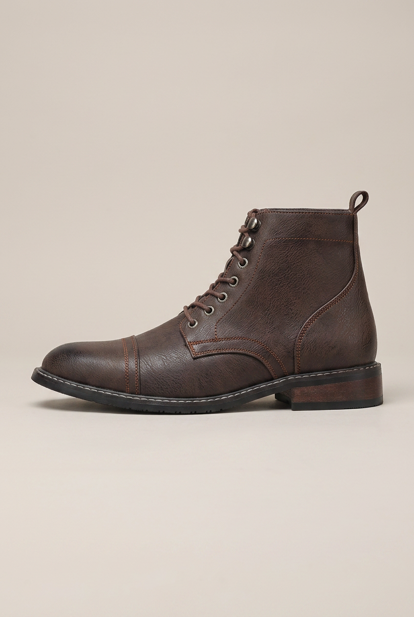 Bastion | Retro Lace-Up Martin Boots Men's Round Toe Wedge Work Boots