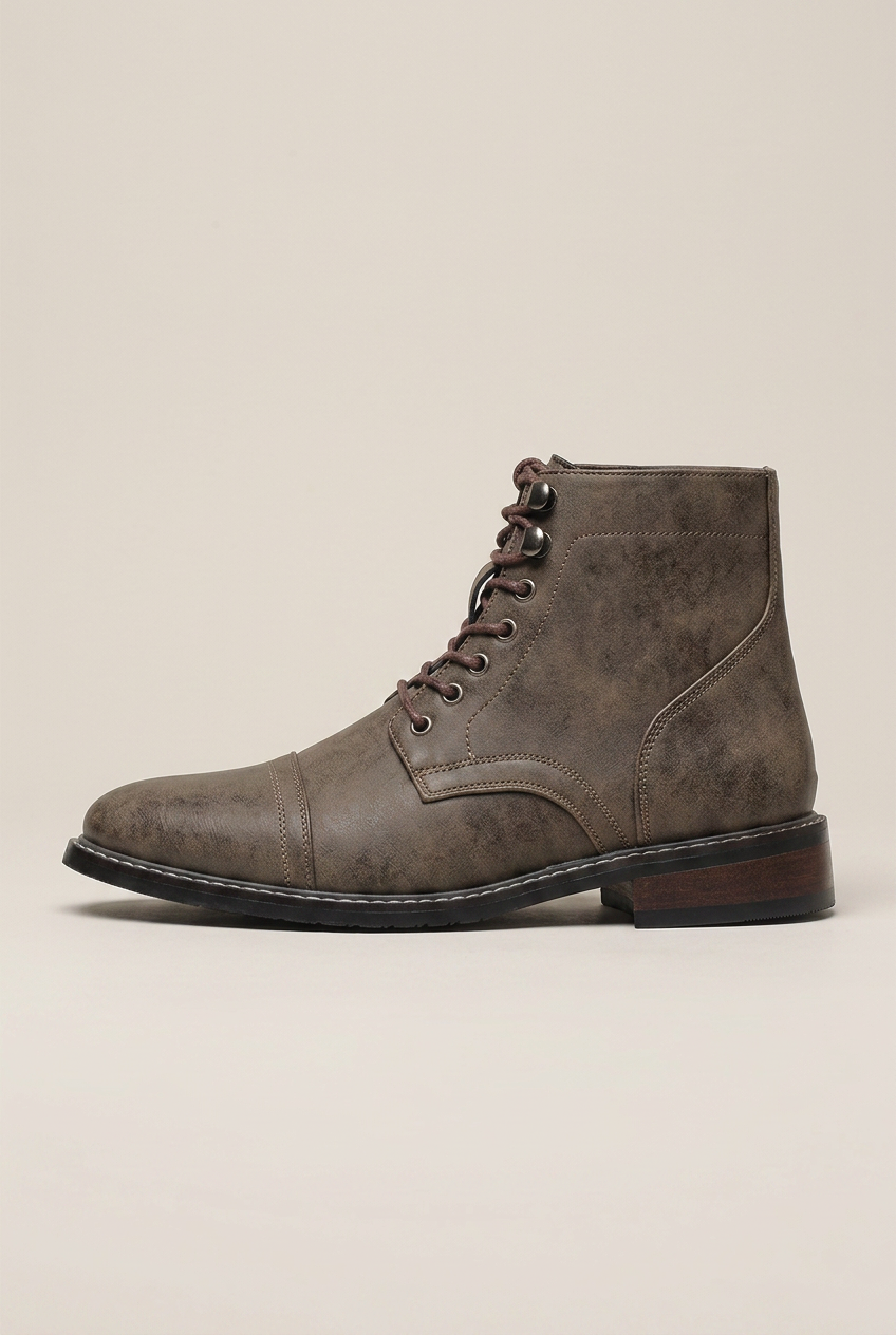 Bastion | Retro Lace-Up Martin Boots Men's Round Toe Wedge Work Boots