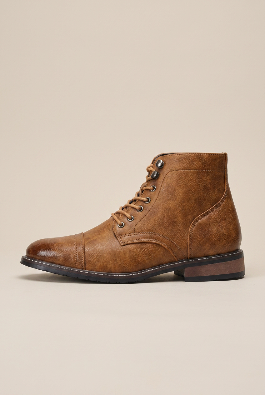 Bastion | Retro Lace-Up Martin Boots Men's Round Toe Wedge Work Boots
