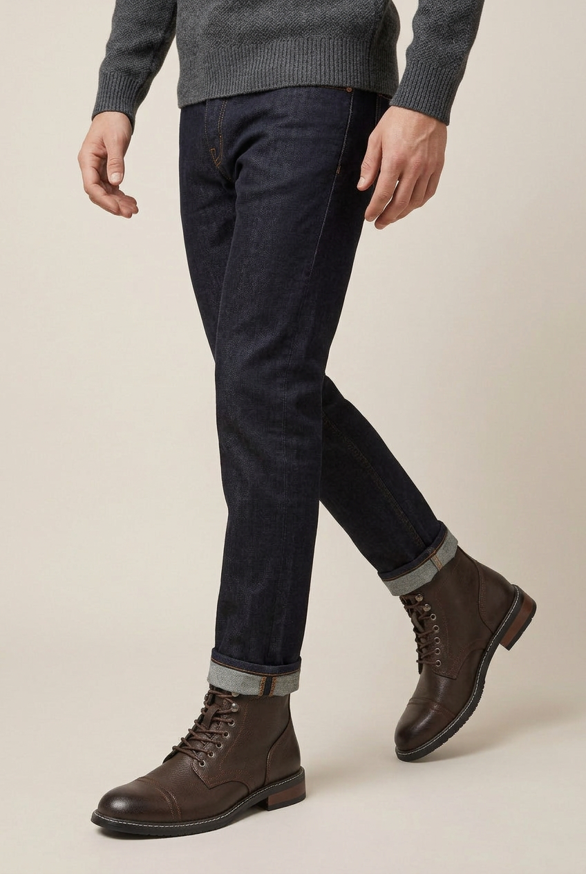 Bastion | Retro Lace-Up Martin Boots Men's Round Toe Wedge Work Boots