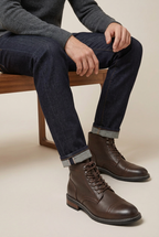 Bastion | Retro Lace-Up Martin Boots Men's Round Toe Wedge Work Boots