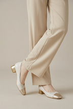 Ondine | Women's Retro Square Toe Mary Janes – Genuine Leather Chunky Block Heel Slip-On Pumps