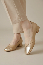 Ondine | Women's Retro Square Toe Mary Janes – Genuine Leather Chunky Block Heel Slip-On Pumps
