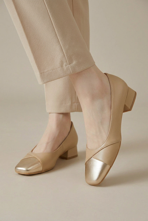 Ondine | Women's Retro Square Toe Mary Janes – Genuine Leather Chunky Block Heel Slip-On Pumps