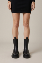 Margaux | Women's Retro Mid-Calf PU Boots - Classic Round Toe Slip-On Martin Style