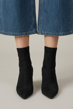 Ondine | Women's Skinny High Heel Boots – Elastic Stretch Fabric Side Zipper Fur-Lined Ankle Boots