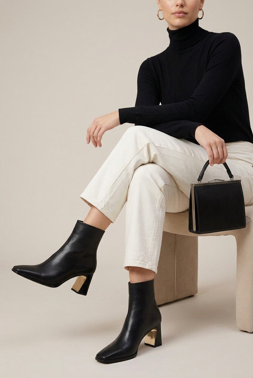 Seraphine | Square Toe Thick Heel Chelsea Boots French Maillard Stretch Ankle Boots