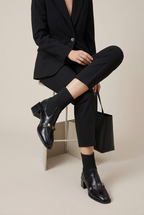 Constance | Square Toe Mid Heel Martin Boots Microfiber Fleece-Lined Ankle Boots